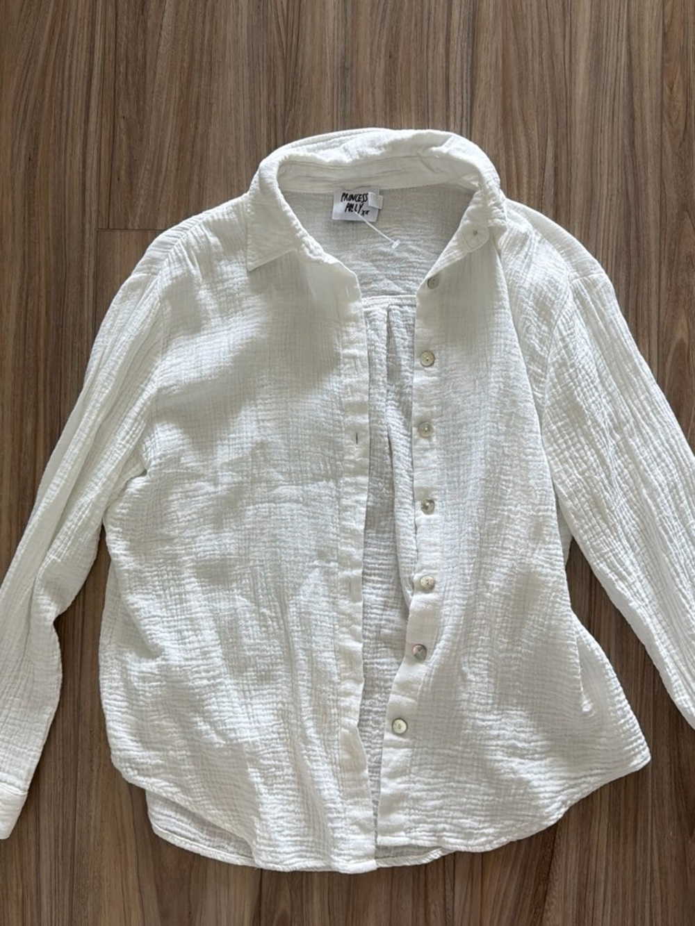 Princess Polly White Textured Button-Up Shirt